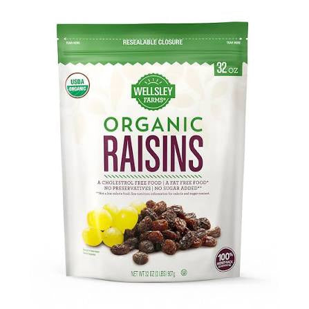 Wellsley Farms Organic Raisins, 2 lb. product packaging
