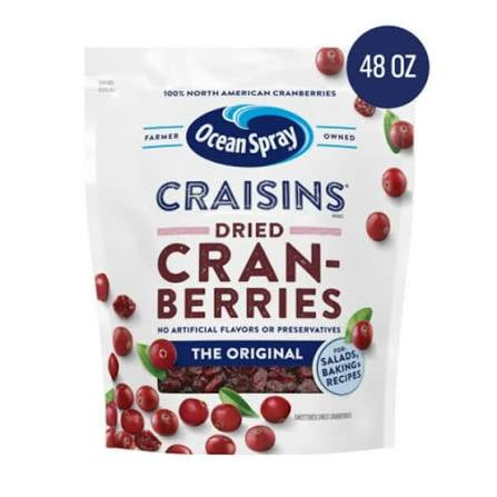 Ocean Spray Craisins Original Dried Cranberries, 48 oz. product packaging