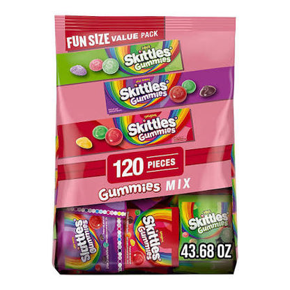 Skittles Gummies Fun Size Candy Variety Pack, 120 ct. product packaging