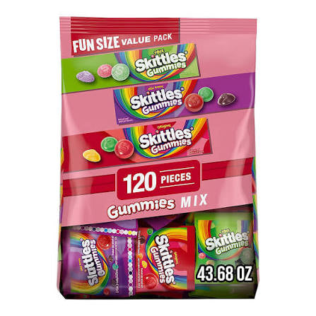 Skittles Gummies Fun Size Candy Variety Pack, 120 ct. product packaging