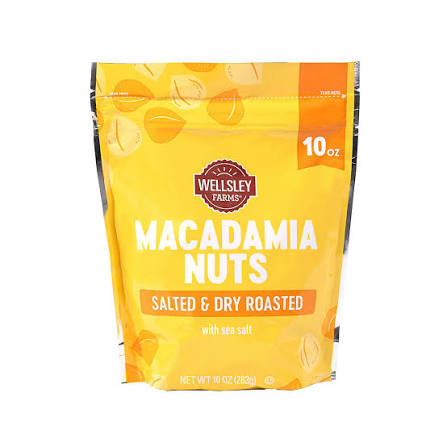 Wellsley Farms Macadamia Nuts with Sea Salt, 10 oz. product packaging