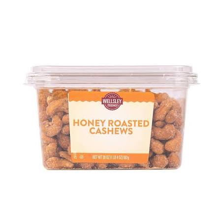Wellsley Farms Honey Roasted Cashews, 20 oz. product packaging
