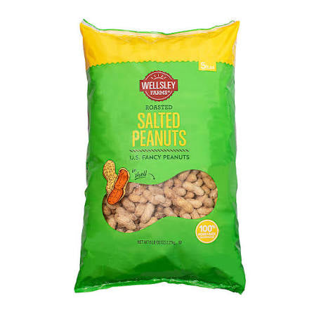 Wellsley Farms Salted & Roasted In-Shell Peanuts, 5 lb. product packaging