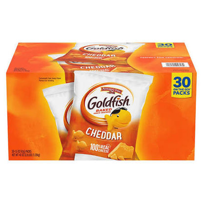 Pepperidge Farm Goldfish Cheddar Crackers, Snack Packs, 30 ct. product packaging