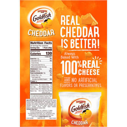 Pepperidge Farm Goldfish Cheddar Crackers, Snack Packs, 30 ct. – alternate product view 2