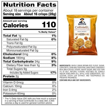 Quaker Caramel Rice Crisps Snacks, 18 oz. – alternate product view 3