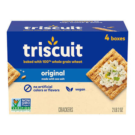 Triscuit Original Whole Grain Wheat Vegan Crackers, 4 pk. product packaging