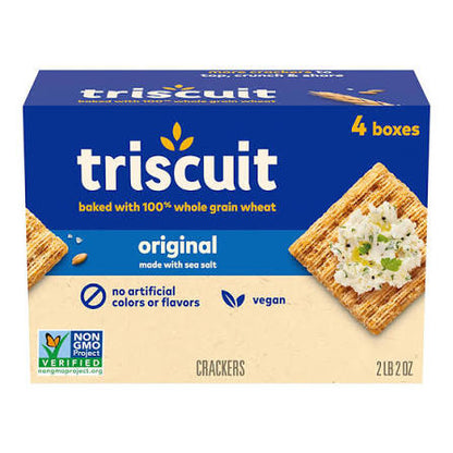 Triscuit Original Whole Grain Wheat Vegan Crackers, 4 pk. product packaging