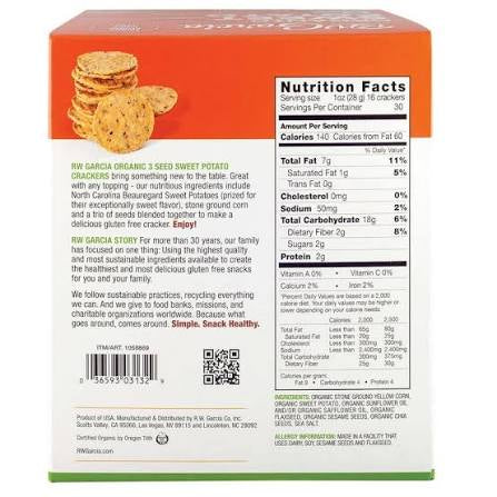 RW Garcia 3 Seed Sweet Potato Crackers, 30 oz. – alternate product view 2