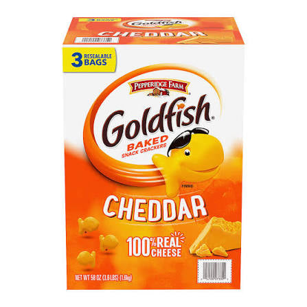 Pepperidge Farm Goldfish Cheddar Crackers, Resealable Bags, 3 ct. product packaging