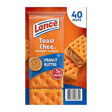 Lance ToastChee Peanut Butter Sandwich Crackers, Individually Wrapped Packs, 40 ct. product packaging