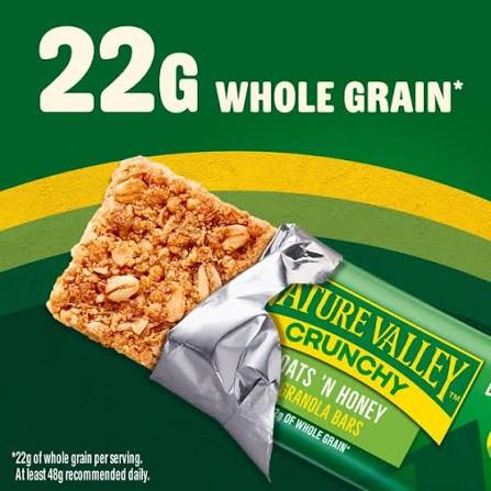 Nature Valley Oats 'n Honey granola bars: granola bar with 22 g whole grain callout