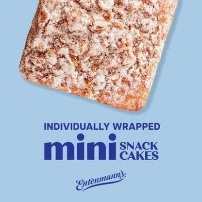 Entenmann's crumb mini snack cakes: close-up of a crumb cake with individual-wrap callout
