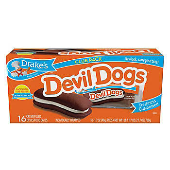 16-count Drake's Devil Dogs snack cake box