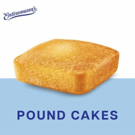 Entenmann's pound mini snack cakes: close-up of a golden pound cake