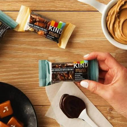KIND Minis mixed nut bars: individually wrapped nut bars on a table