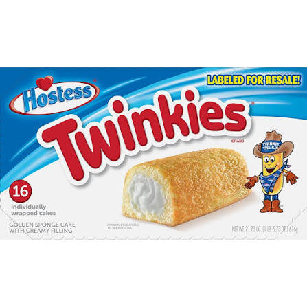 16-count Hostess Twinkies golden sponge cake box