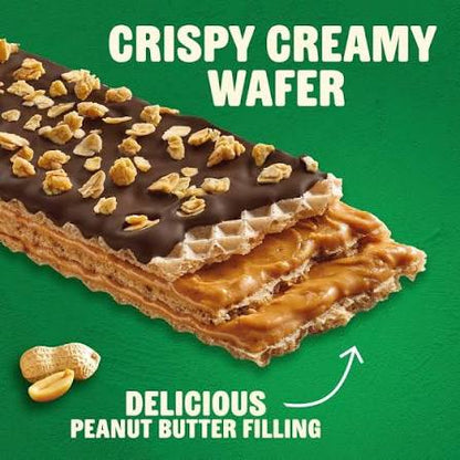 Nature Valley peanut butter chocolate wafer bars: wafer bar showing layers and peanut butter filling