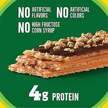 Nature Valley peanut butter chocolate wafer bars: wafer bar beside protein and ingredient callouts