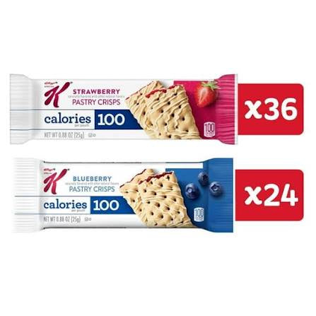 Special K pastry crisps variety pack: 36 strawberry and 24 blueberry pastry crisp pouches
