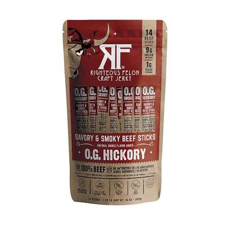 14-count Righteous Felon O.G. Hickory beef sticks pouch