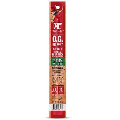 Righteous Felon O.G. Hickory beef sticks: single wrapped O.G. Hickory beef stick