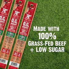 Righteous Felon O.G. Hickory beef sticks: beef sticks with grass-fed beef callout