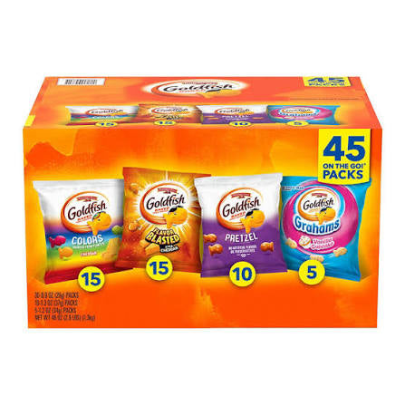 45-pack Goldfish sweet and savory crackers variety box