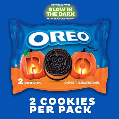 Oreo Fall Treats orange creme cookies: individual orange creme cookie pack with glow-in-the-dark design