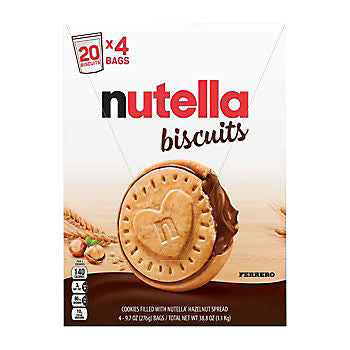 Four-pack Nutella Biscuits box with hazelnut spread filling