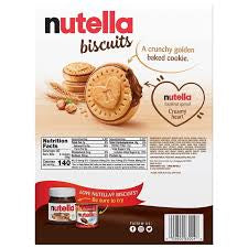 Nutella Biscuits: back of box showing biscuit and nutrition information