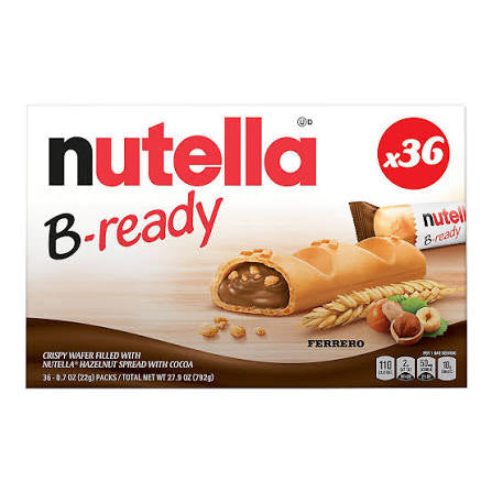 36-count Nutella B-ready wafer bars box