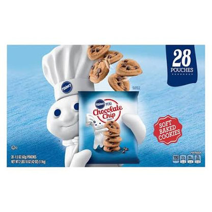 28-pouch Pillsbury mini chocolate chip cookies box