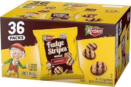 Angled view of Keebler Fudge Stripes Minis carton