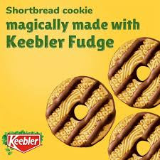 Keebler Fudge Stripes Minis: close-up of shortbread cookies with fudge stripes