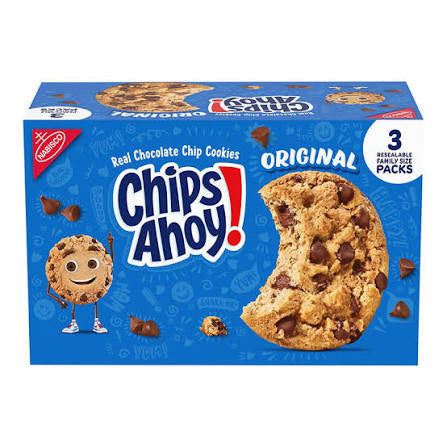 Three-pack Chips Ahoy original chocolate chip cookies box