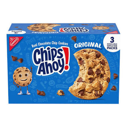 Three-pack Chips Ahoy original chocolate chip cookies box