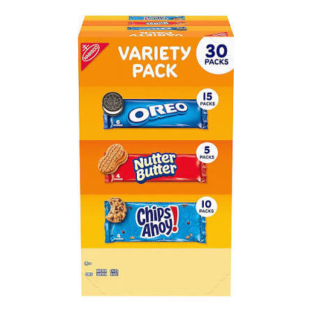 Nabisco Cookie Variety Pack, Oreo, Nutter Butter and Chips Ahoy!, 30 pk.