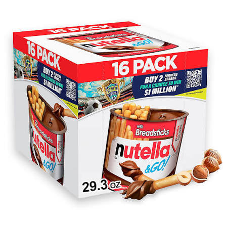 Nutella & Go! Hazelnut Spread with Breadsticks, On-the-Go Snack Cups, 16 ct.