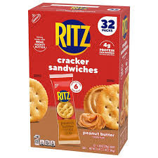 Ritz Peanut Butter Sandwich Crackers, 4g Protein, Snack Packs, 32 pk.