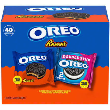 Oreo Reese's Peanut Buttery Creme and Oreo Double Stuf Cookies Variety Pack, 40 pk.