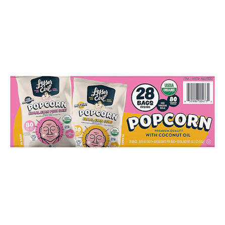 LesserEvil Organic Popcorn Variety Pack Himalayan Pink & Himalayan Gold, 28 ct.