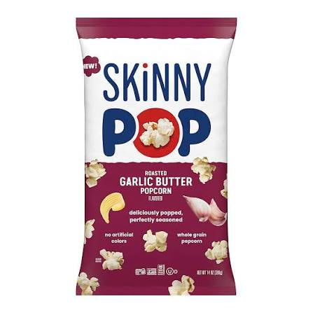 SkinnyPop Roasted Garlic Butter Flavored Gluten Free Popcorn XL Bag, 14 oz.