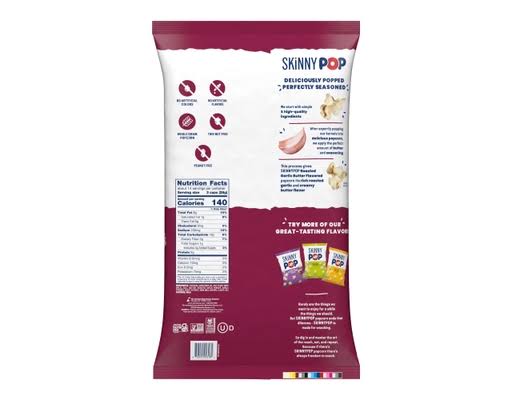 SkinnyPop Roasted Garlic Butter Flavored Gluten Free Popcorn XL Bag, 14 oz.