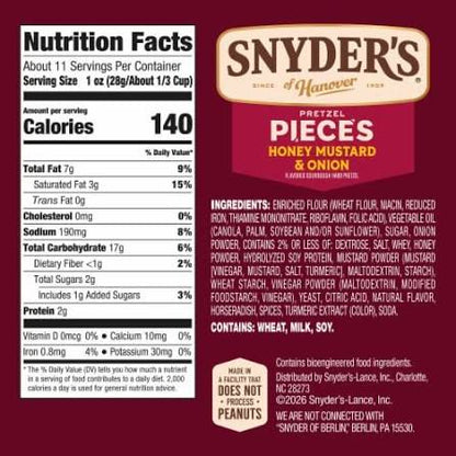 Snyder's of Hanover Honey Mustard & Onion Flavored Pretzel Pieces, 22 oz.