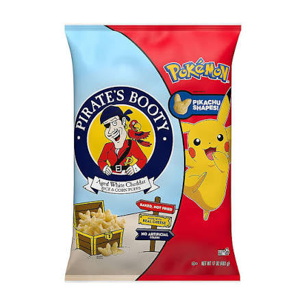 Pirate's Booty Aged White Cheddar Puffs Pokemon Pikachu Shapes, 17 oz.