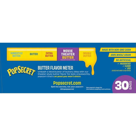 Pop Secret Movie Theater Butter Microwave Popcorn Sharing Bags, 30 pk.