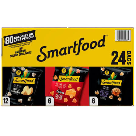 Smartfood Popcorn Snacks Variety Pack White Cheddar, Doritos Nacho Cheese & Kettle Corn, 24 ct.