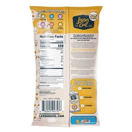 LesserEvil Organic Himalayan Gold Popcorn, 14 oz.