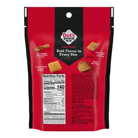 Dot's Original Snack Mix with Mini Pretzels, Corn Cereal, Cheese Pita Chips & Garlic Rye Chips, 31 oz.